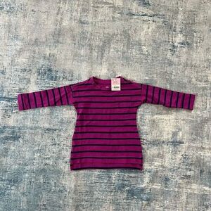 NWT! Primary Legging Tee in Boysenberry Navy Stripe Size 1